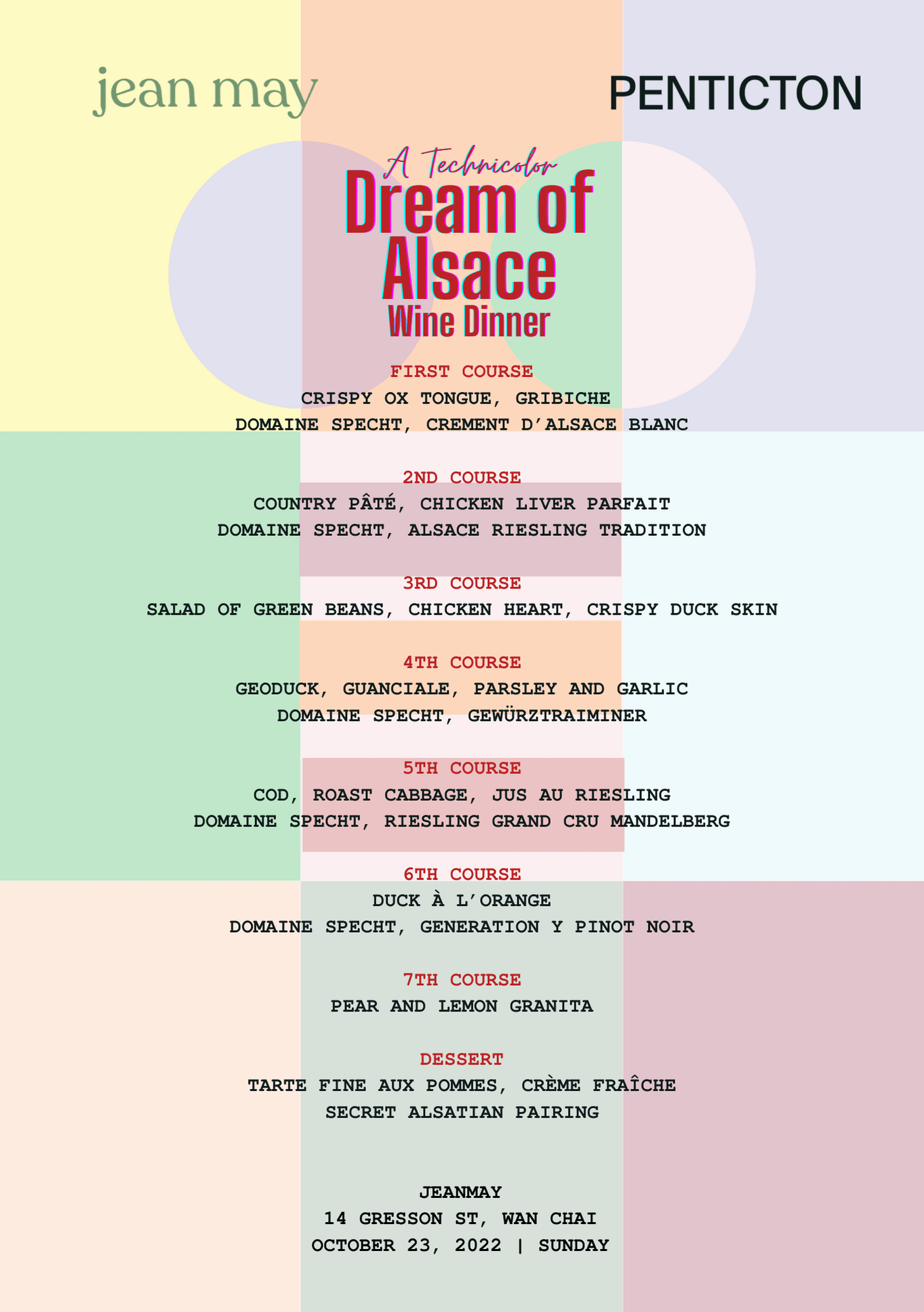 Shop PENTICTON A Technicolor Dream of Alsace Wine Dinner online at PENTICTON artisanal French wine store in Hong Kong. Discover other French wines, promotions, workshops and featured offers at pentictonpacific.com